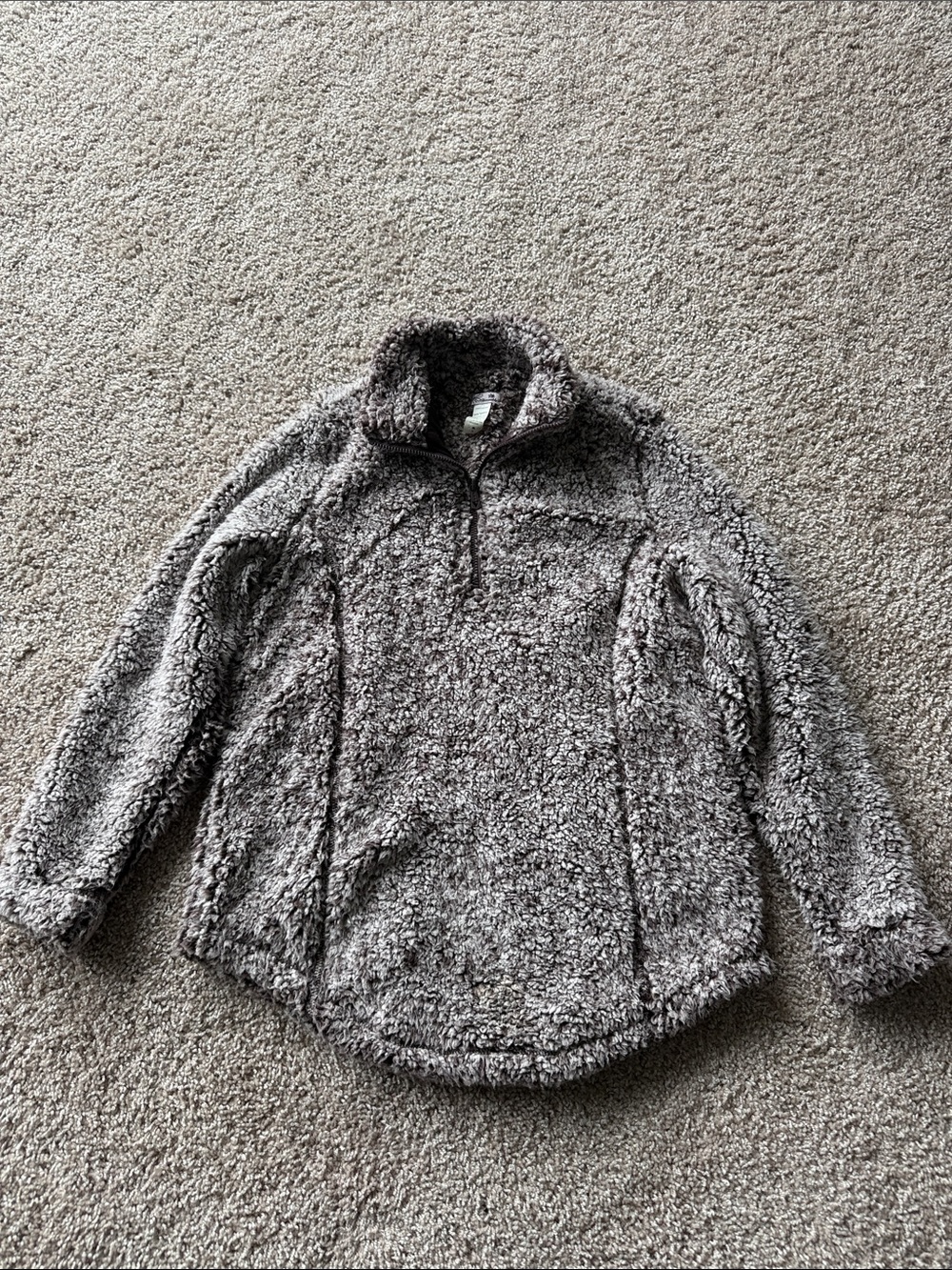 Plush Sherpa Quarter-Zip Pullover - Gray